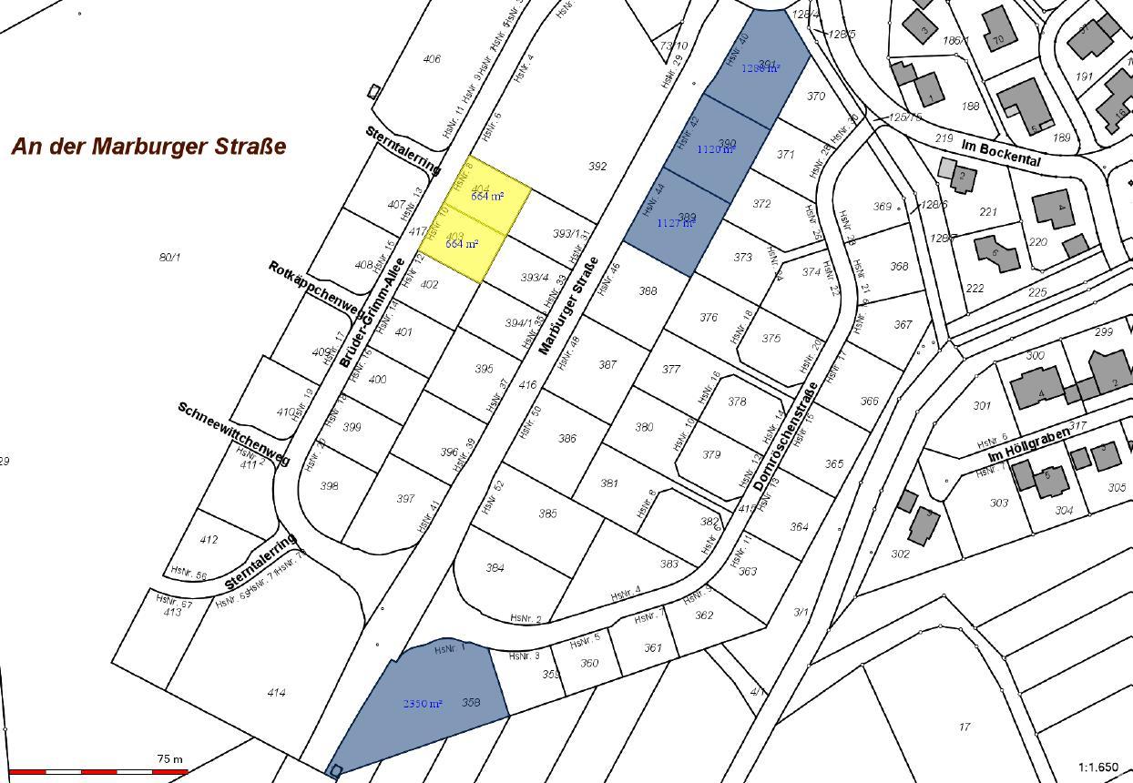Ausschnitt aus dem B-Plan Marburger Straße
