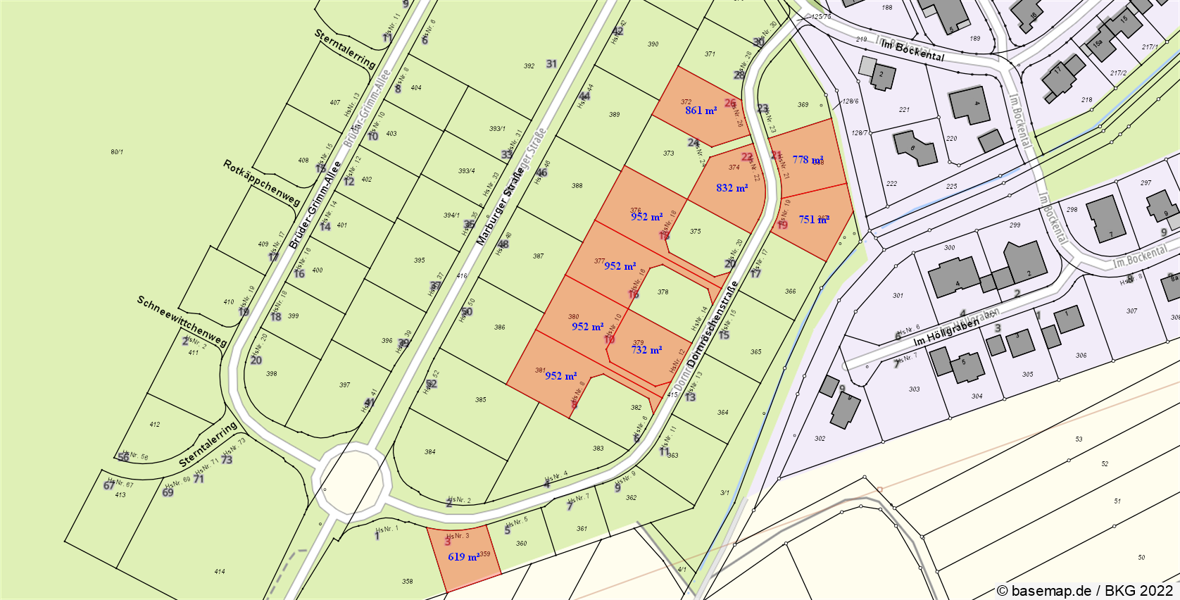 Ausschnitt aus dem B-Plan Marburger Straße