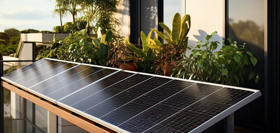 Mini-Photovoltaikanlage auf einem Balkon